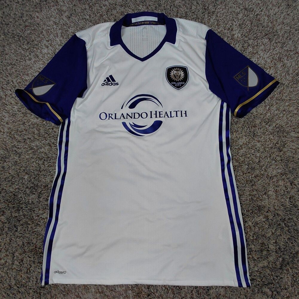 Adidas Orlando City SC Match Jersey Away Mens Large White Purple Soccer MLS